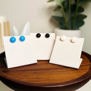 3 Pairs of stud earrings. White Agate, Turquoise and Black Onyx